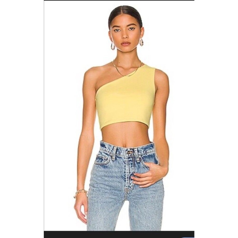 Susana Monaco One Shoulder Crop Top Lemon Zest Sz XS